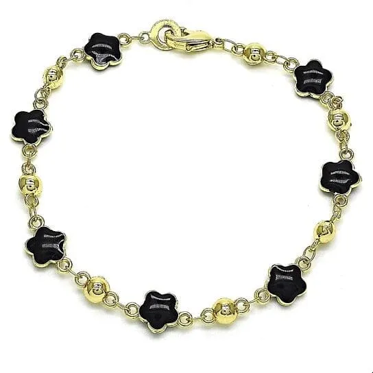 14k Gold Filled High Polish Finish Enamel Flower Bracelet