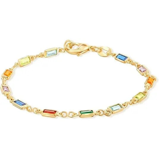 14K Gold Multicolor Crystal Bracelet