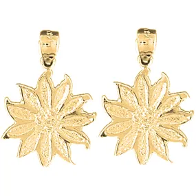 14K or 18K Gold 11 Petal Flower Earrings