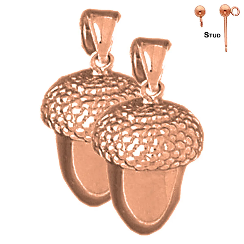 14K or 18K Gold 3D Acorn Earrings