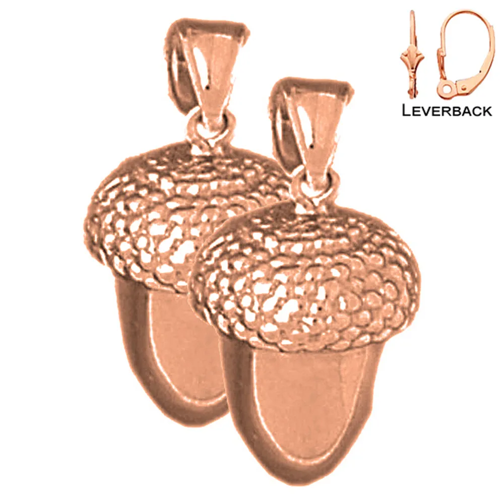 14K or 18K Gold 3D Acorn Earrings