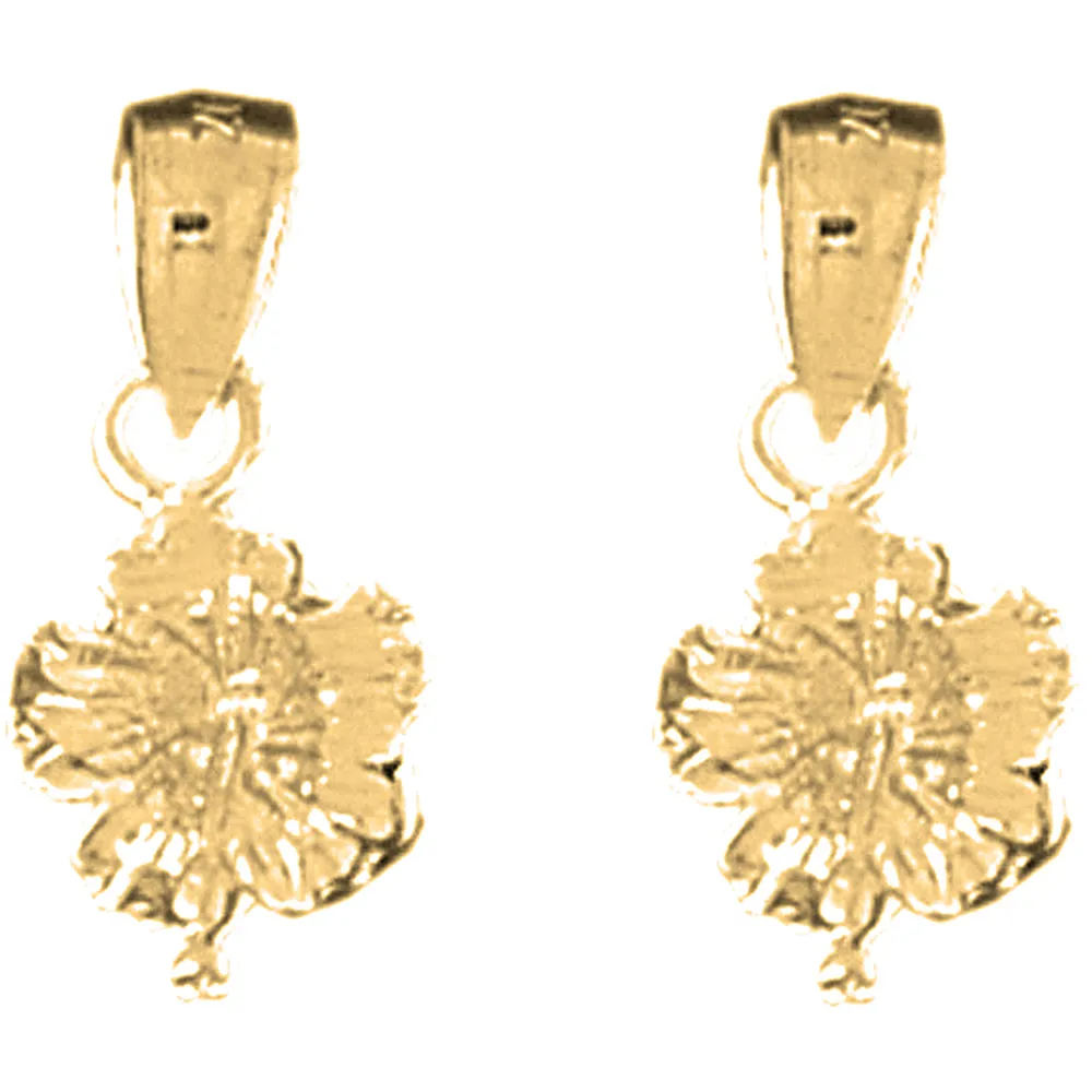 14K or 18K Gold Hibiscus Flower Earrings