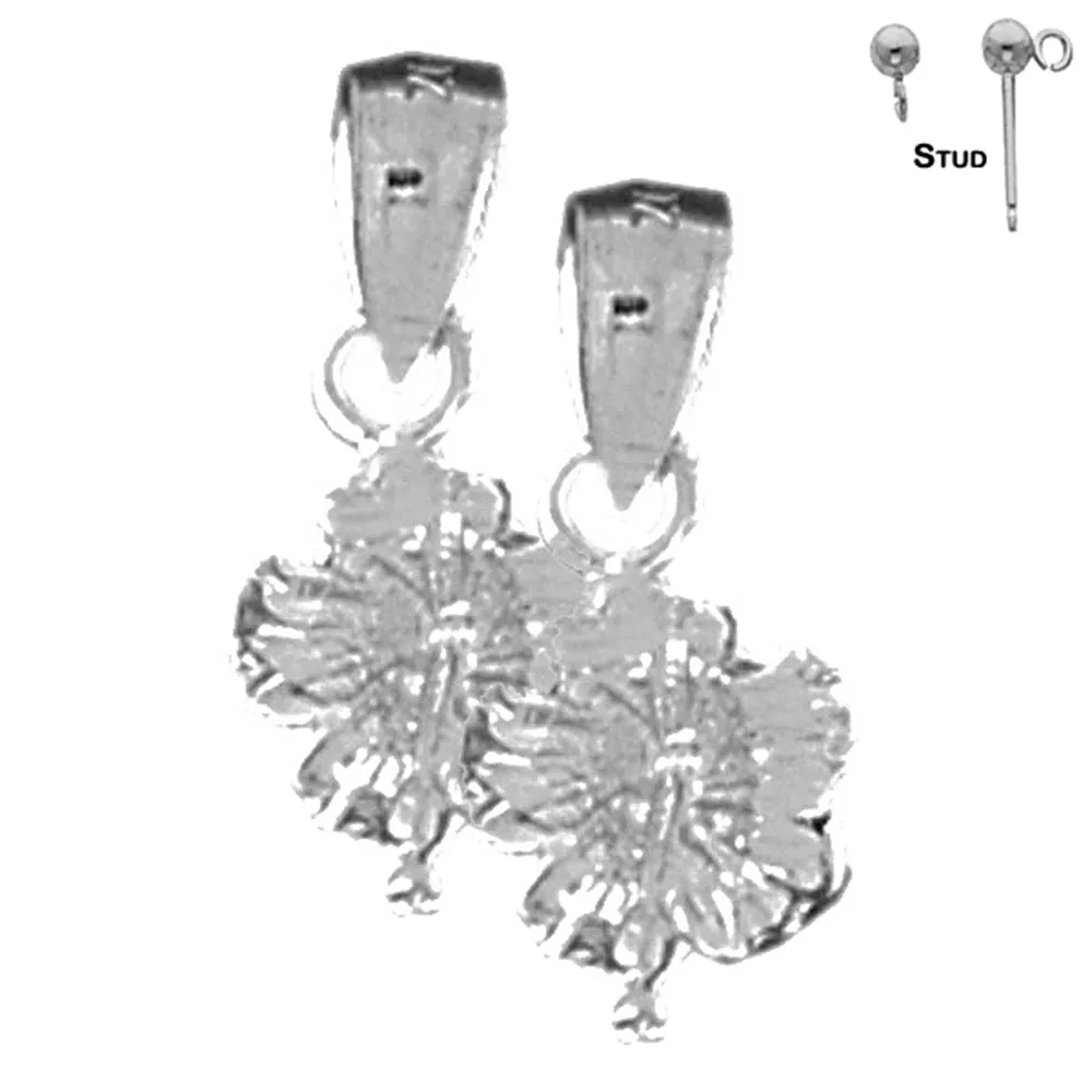 14K or 18K Gold Hibiscus Flower Earrings