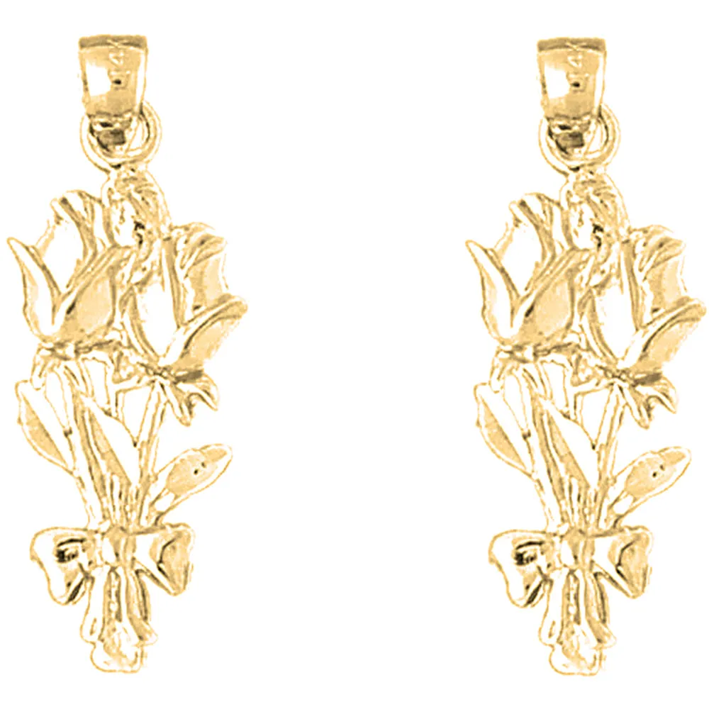 14K or 18K Gold Rose Flower Earrings