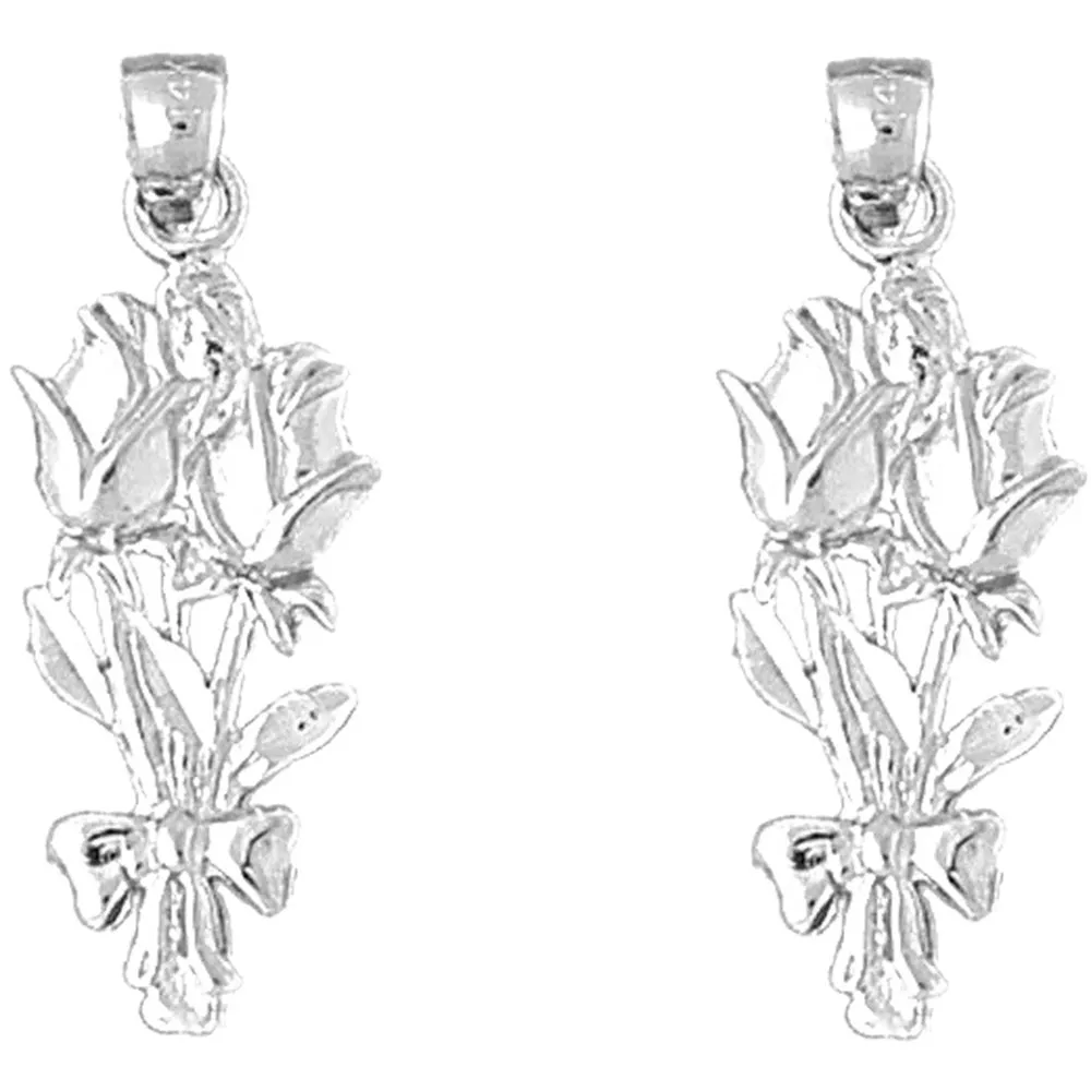 14K or 18K Gold Rose Flower Earrings