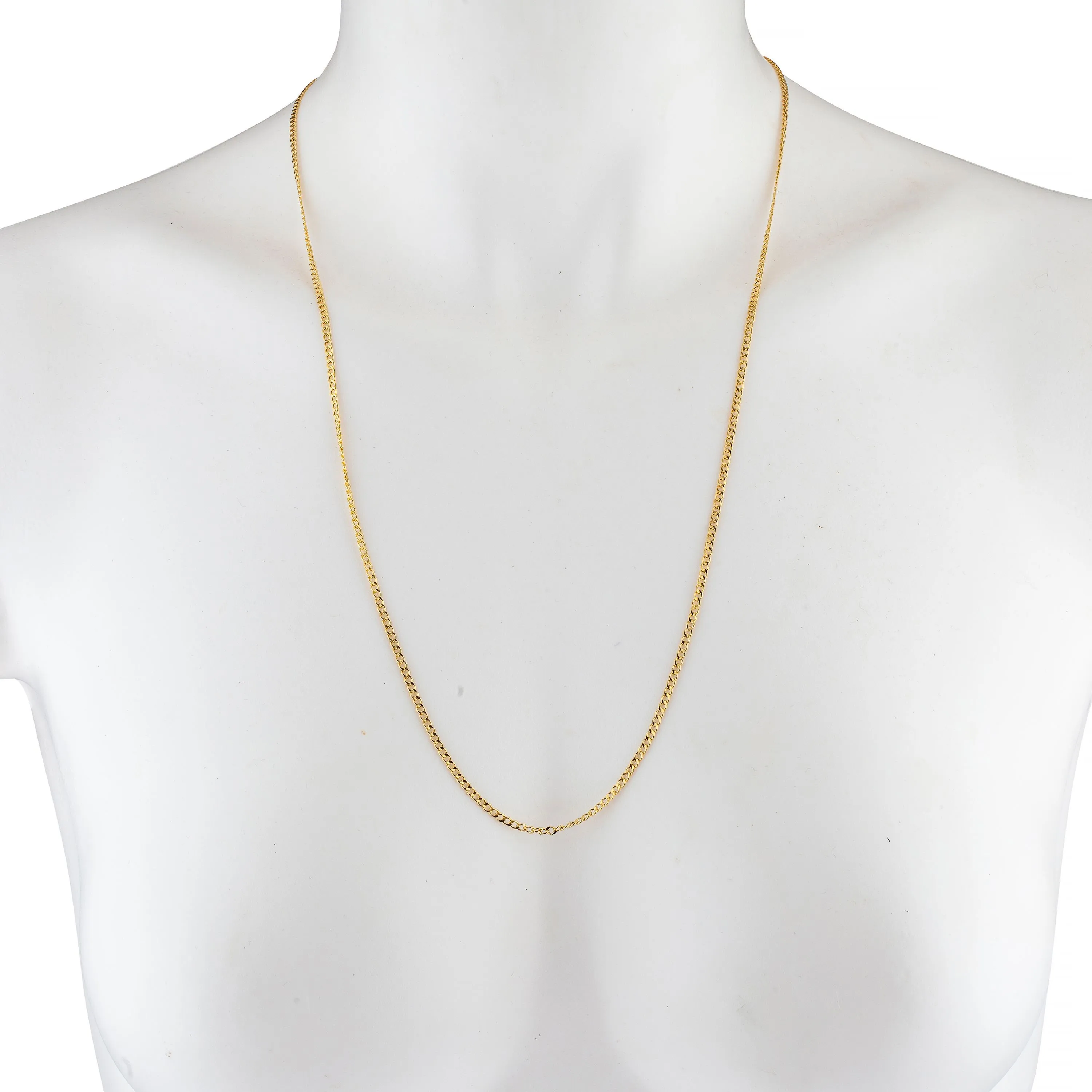 14K Solid Yellow Gold 2mm Cuban Necklace Chain