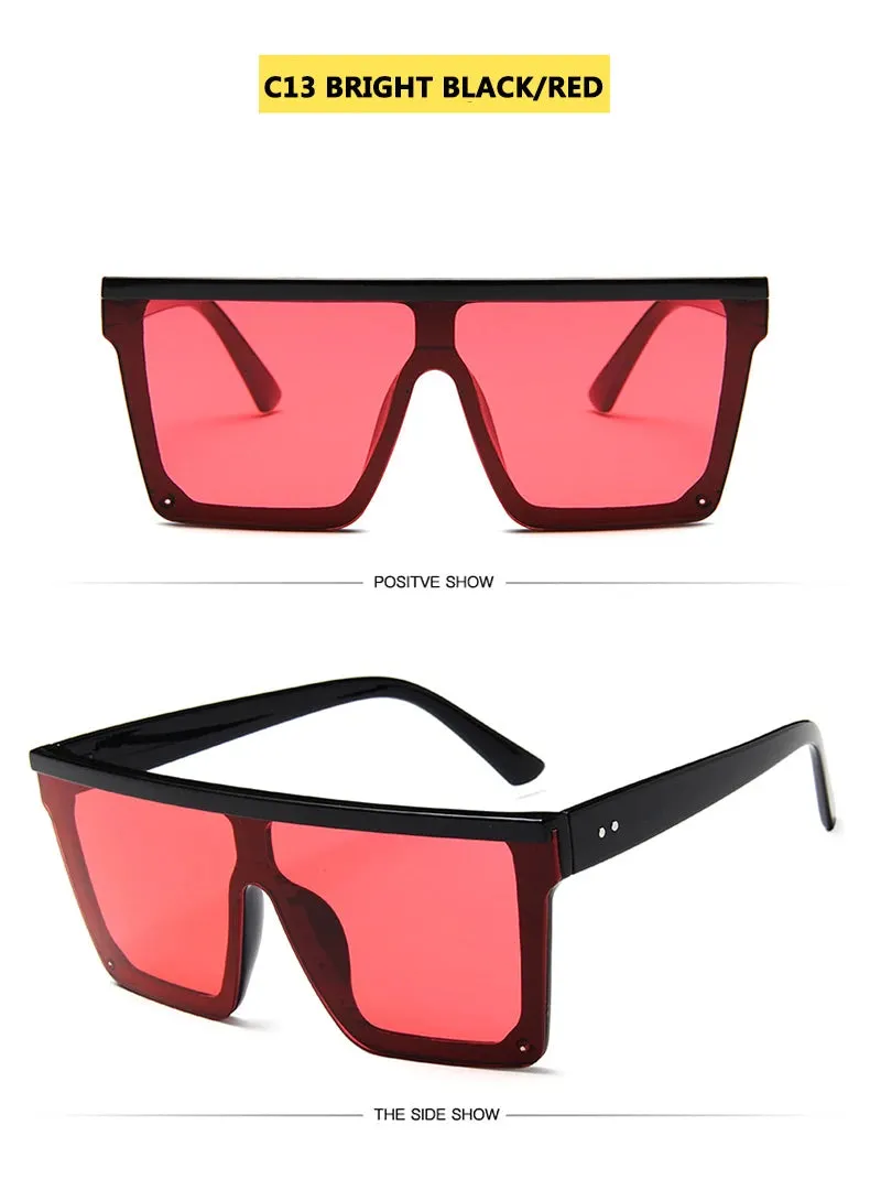 15 colors Flat Top Sunglasses Men Women Brand Designer Square Shades Gradient Sun Glasses Men Cool One Piece UV400 Mirror