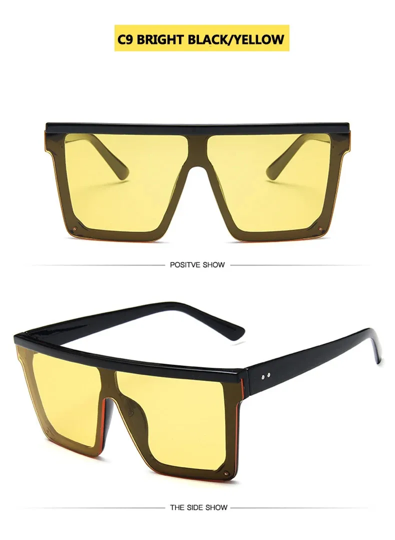 15 colors Flat Top Sunglasses Men Women Brand Designer Square Shades Gradient Sun Glasses Men Cool One Piece UV400 Mirror