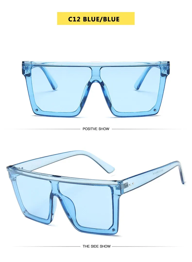 15 colors Flat Top Sunglasses Men Women Brand Designer Square Shades Gradient Sun Glasses Men Cool One Piece UV400 Mirror