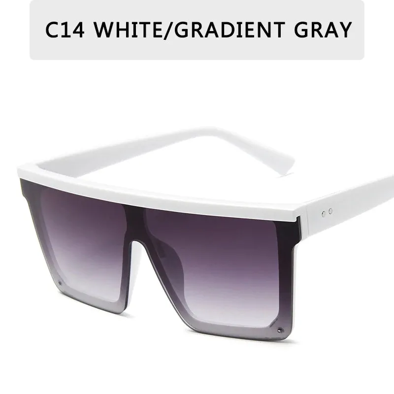 15 colors Flat Top Sunglasses Men Women Brand Designer Square Shades Gradient Sun Glasses Men Cool One Piece UV400 Mirror