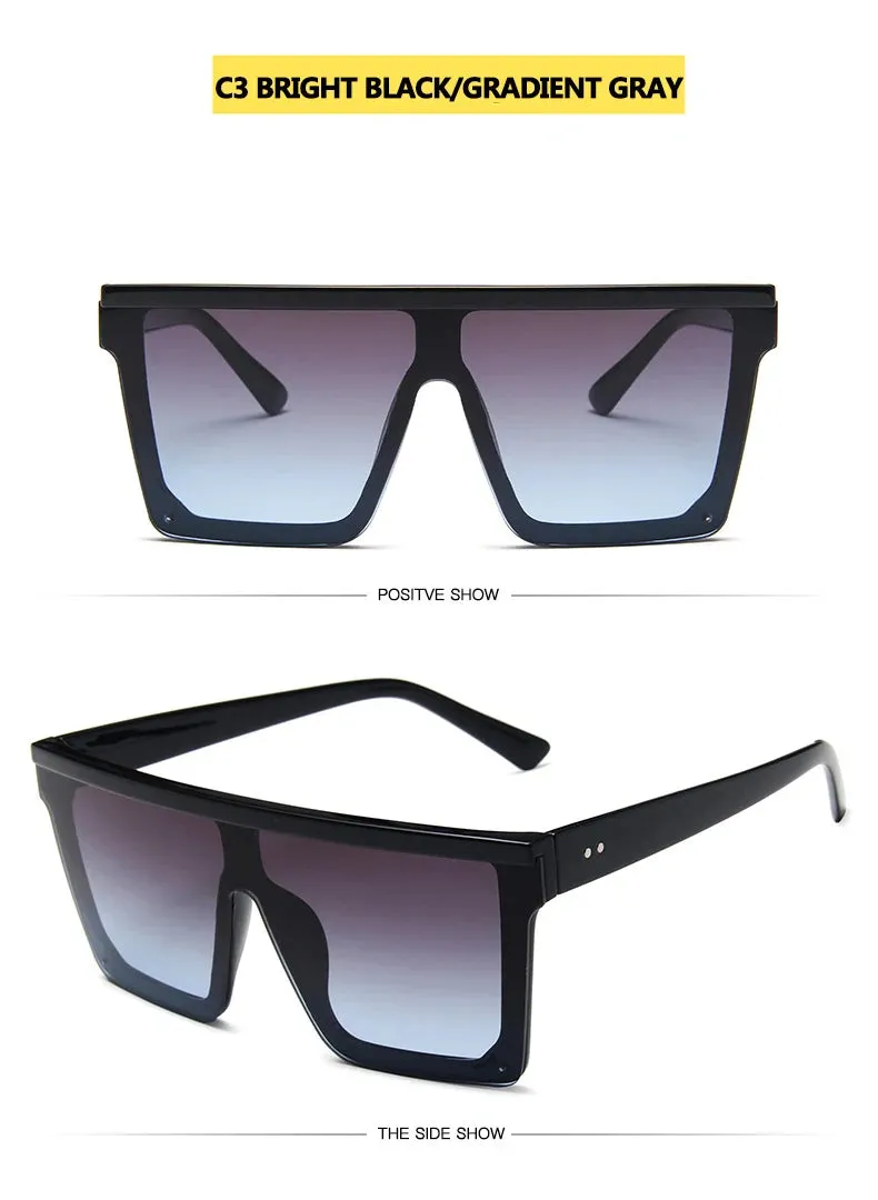 15 colors Flat Top Sunglasses Men Women Brand Designer Square Shades Gradient Sun Glasses Men Cool One Piece UV400 Mirror