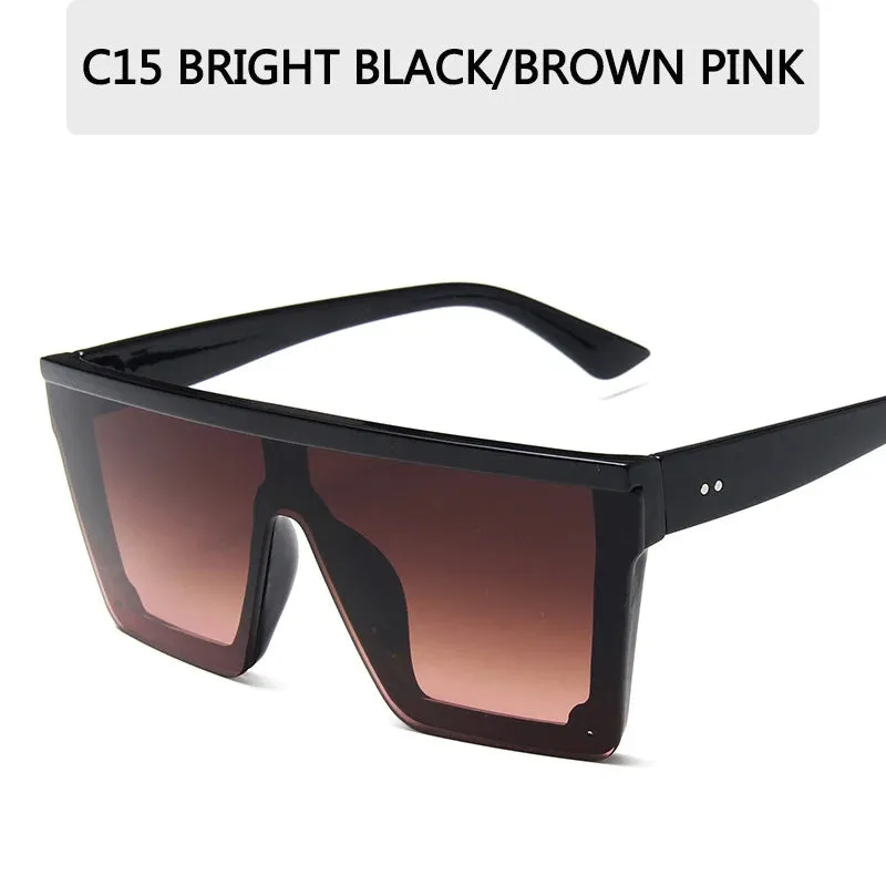 15 colors Flat Top Sunglasses Men Women Brand Designer Square Shades Gradient Sun Glasses Men Cool One Piece UV400 Mirror