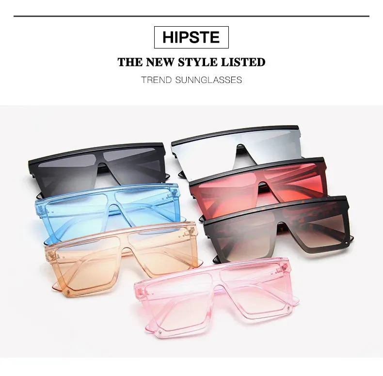 15 colors Flat Top Sunglasses Men Women Brand Designer Square Shades Gradient Sun Glasses Men Cool One Piece UV400 Mirror