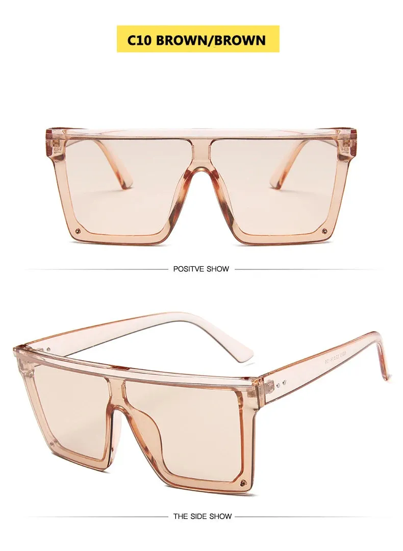 15 colors Flat Top Sunglasses Men Women Brand Designer Square Shades Gradient Sun Glasses Men Cool One Piece UV400 Mirror