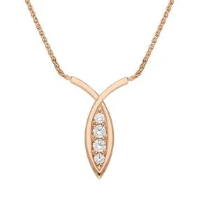 18ct Rose Gold .28ct Diamond Fish Necklace