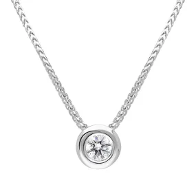 18ct White Gold .25ct Diamond Certified Solitaire Pendant Necklace