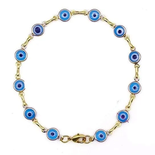 18k Gold Filled High Polish Finsh Evil Eye Bracelet