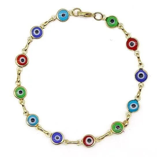 18k Gold Filled High Polish Finsh Evil Eye Bracelet