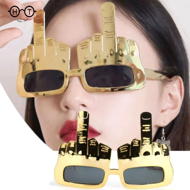 1pcs Creative Vertical Middle Finger Glasses Decoration Props Funny Sunglasses Dance Party Performance Selfie Props Glasses New