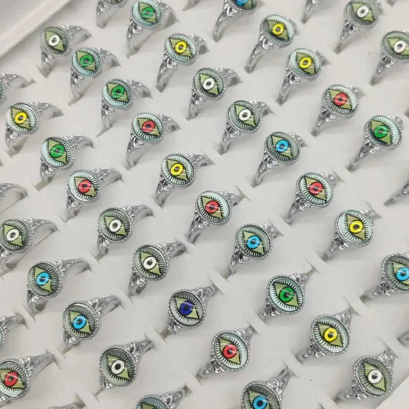 50pc/Lot Jewelry Factory In Stock Finger Rings Women Gold Antique Silver Plate Enamel Opal Crystal Snake Jewelry Party Bar Girl