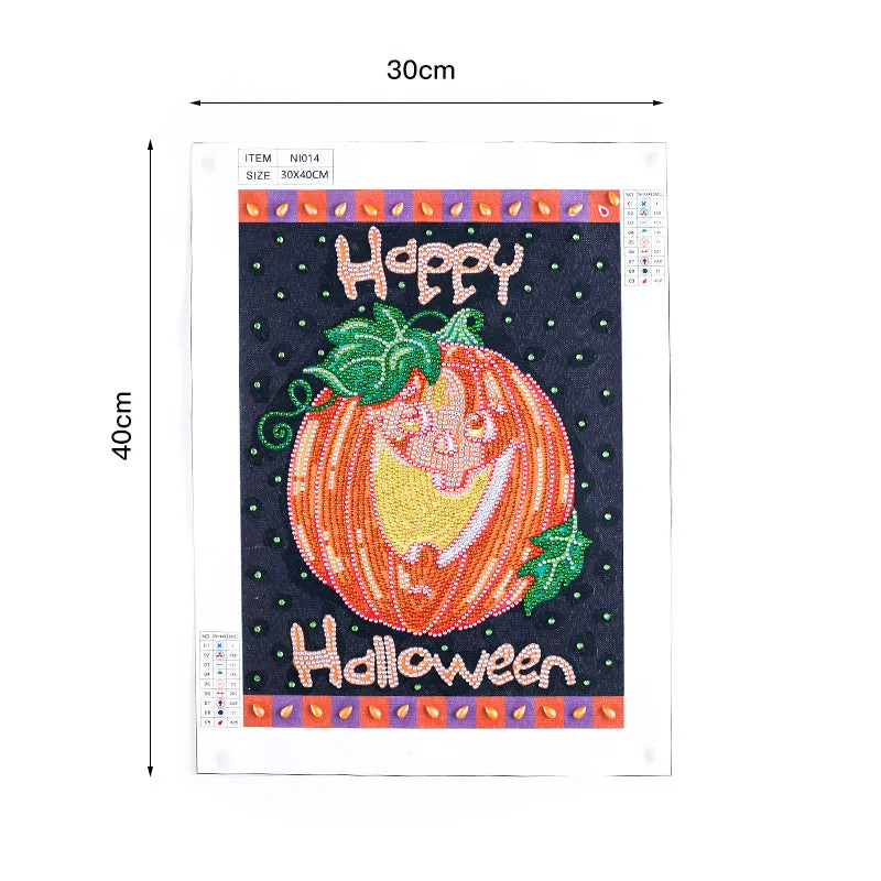 5D DIY  Special-Shaped Diamond-Halloween Pumpkin 30*40cm