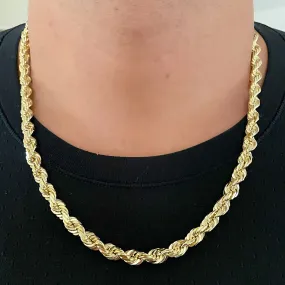 8mm Anti-tarnish Yellow Gold Rope Chain