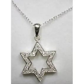 925 Sterling Silver / CZ Star of David Necklace