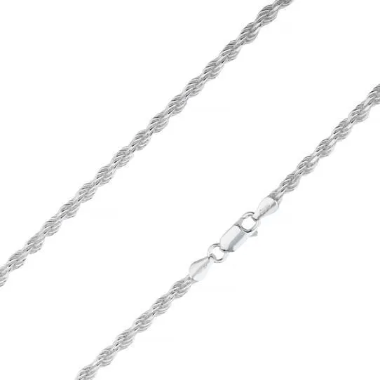 925 Sterling Silver Rope Chain Necklace Italy 3.50mm