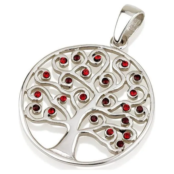 925 Strerling Silver Swarovski Crystals Art Deco Tree of Life Pendant Necklace Authentic Handmade