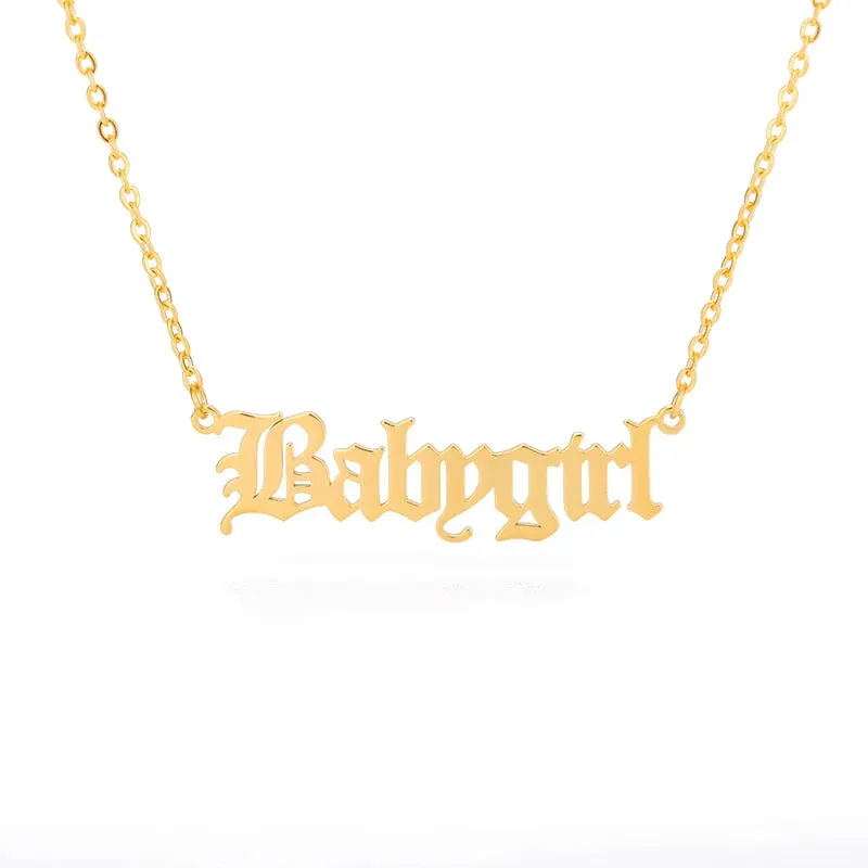 Angel Babygirl letter Pendant Necklaces For Women Stainless Steel Baby Chains Collar Choker Necklace Vintage Wedding Jewelry