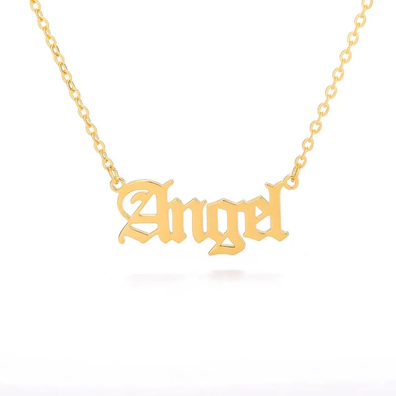 Angel Babygirl letter Pendant Necklaces For Women Stainless Steel Baby Chains Collar Choker Necklace Vintage Wedding Jewelry