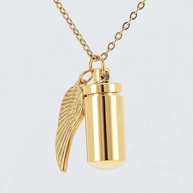 Angel Wings Stainless Steel Ashes Necklace