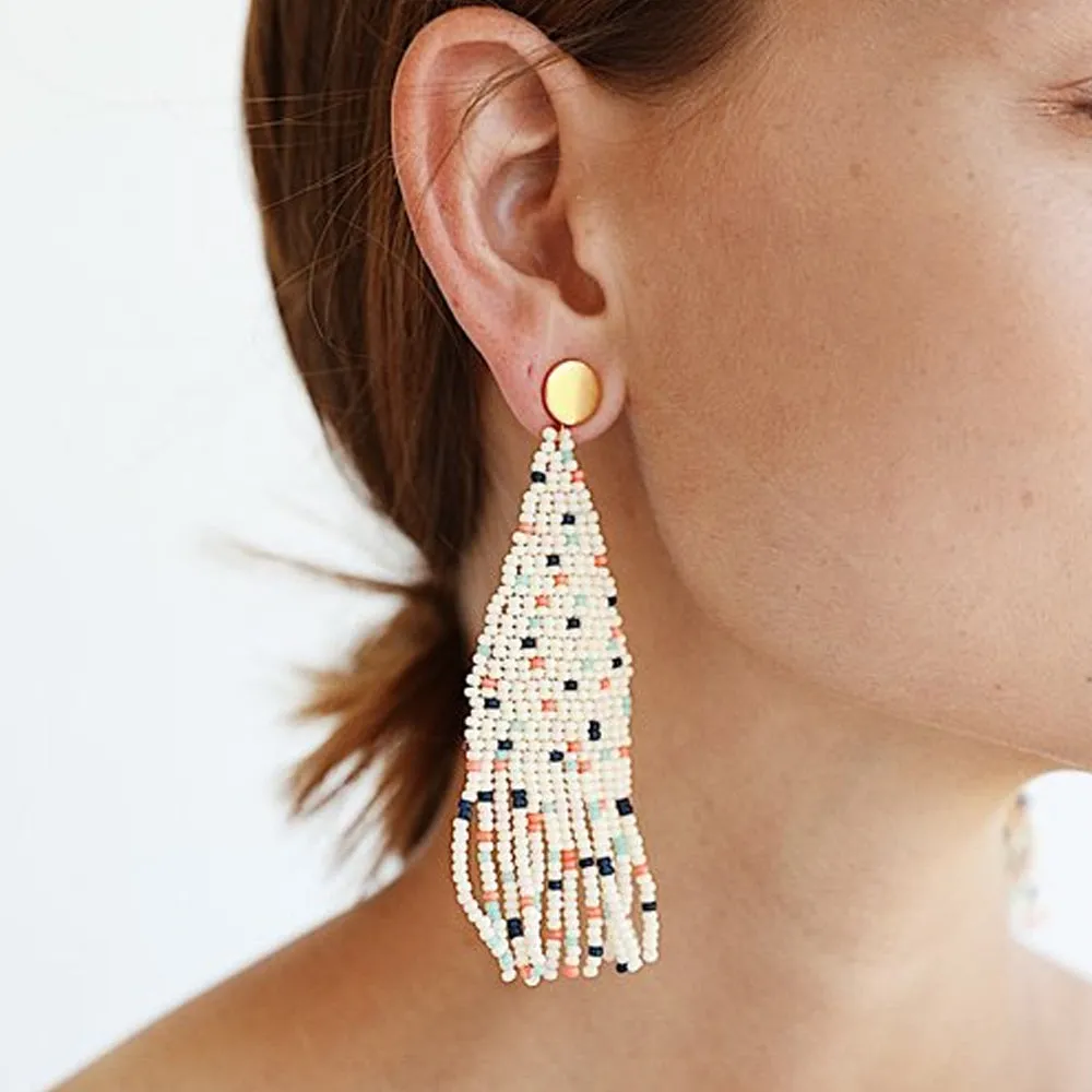 Annie Beaded Fringe Earring: Confetti