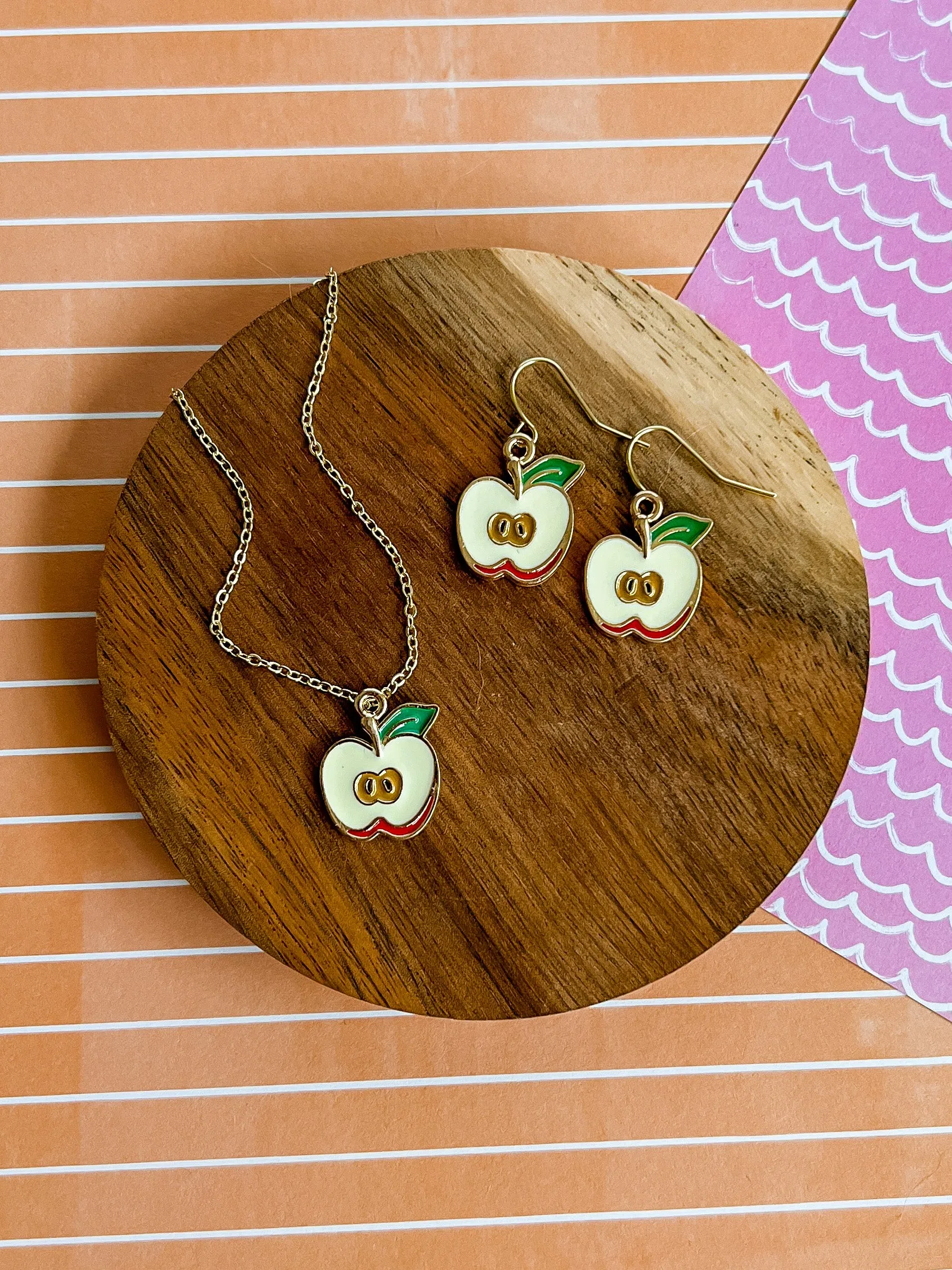 Apple a Day Necklace and Earrings