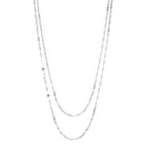 Beaded Chain Wrap Necklace in Silver