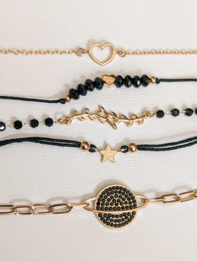 Beautiful Black and Gold Bracelet Set