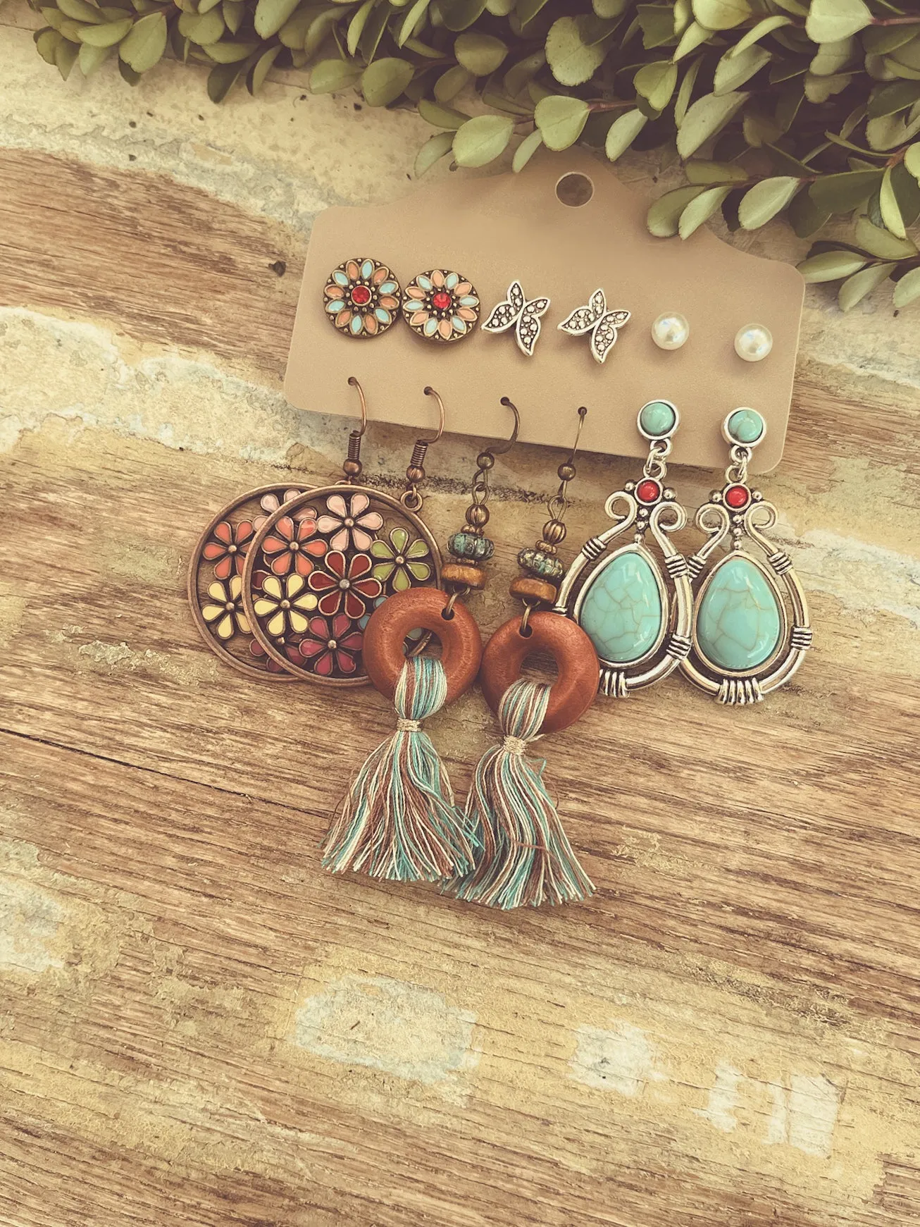 Beautiful Colorful Earring Set - Set of 6