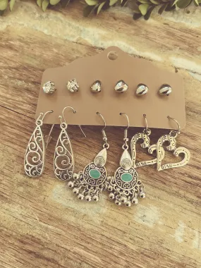 Beautiful Silver Earring Set - Set of 6