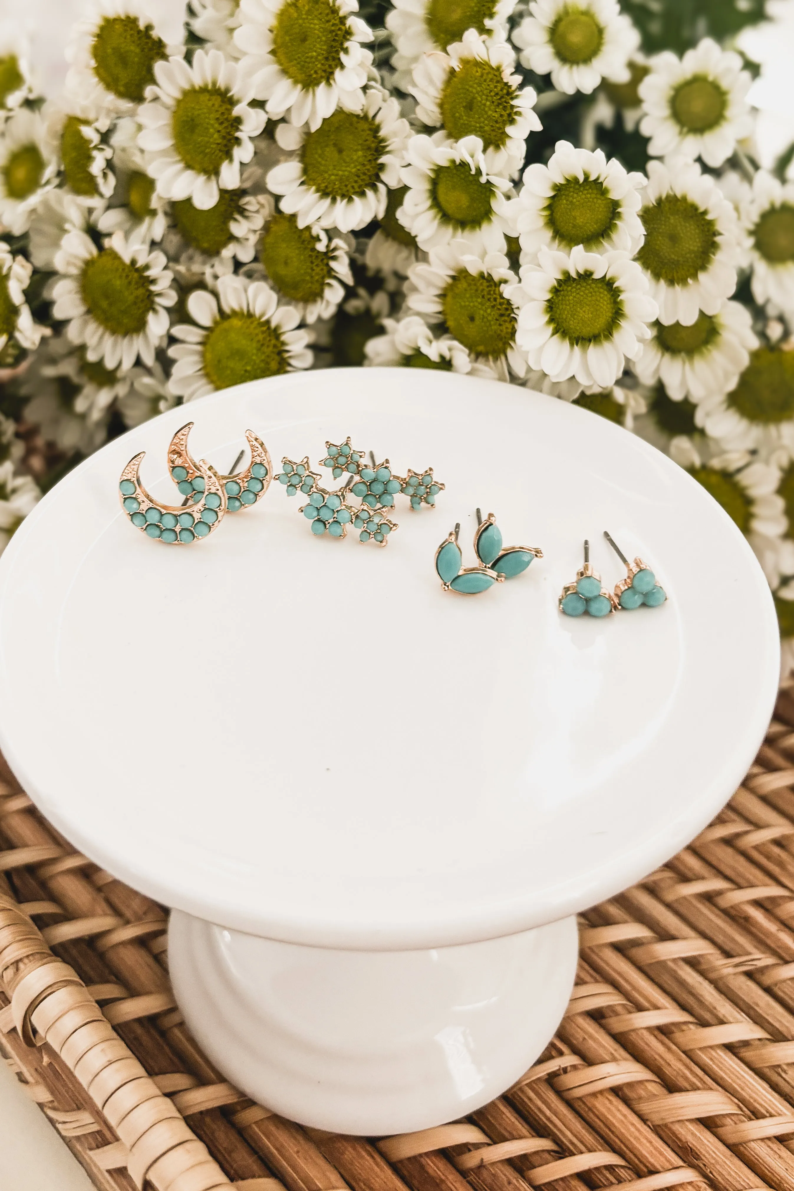 Beautiful Turquoise Earring Set - Set of 4 Studs