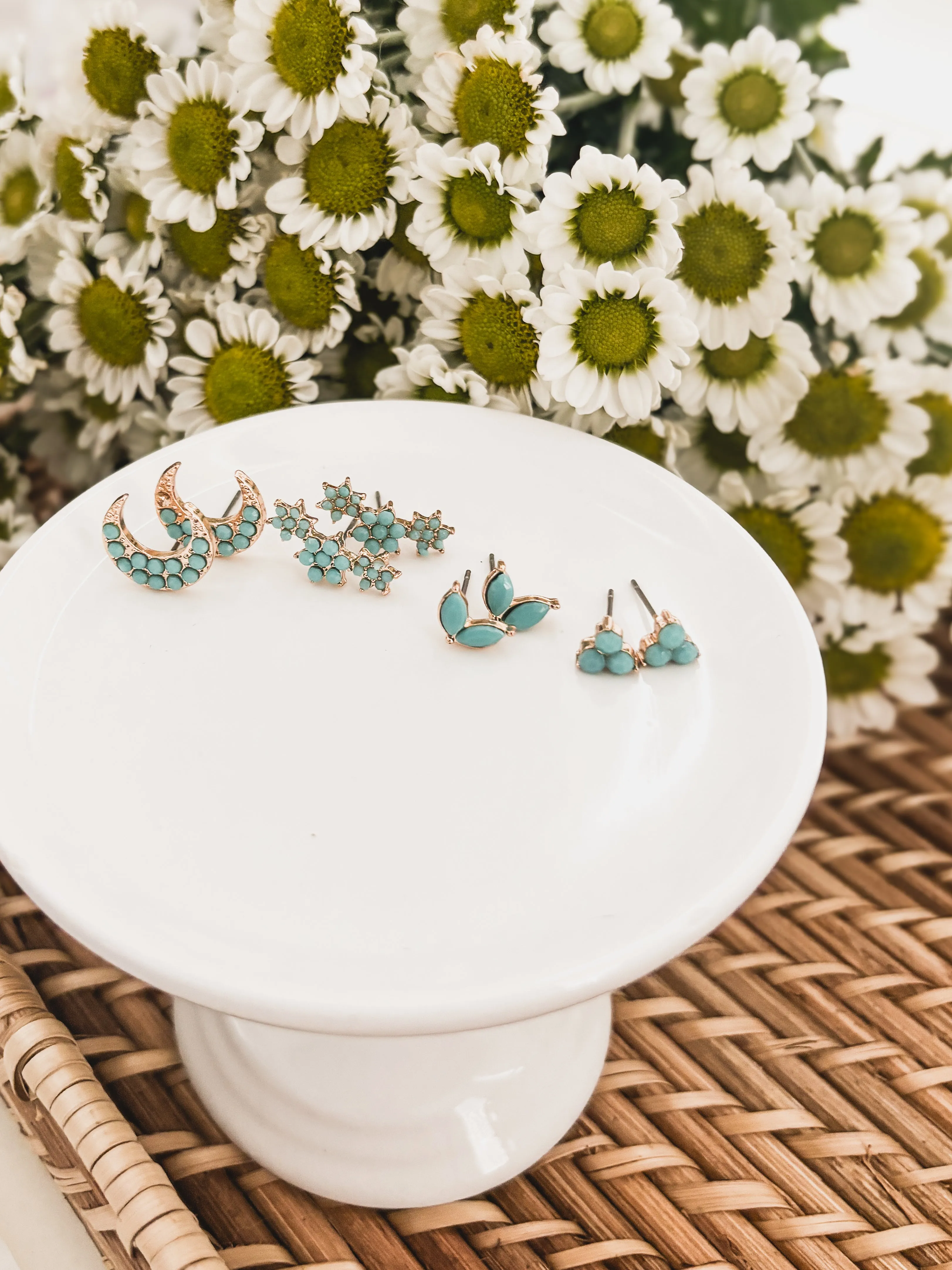 Beautiful Turquoise Earring Set - Set of 4 Studs