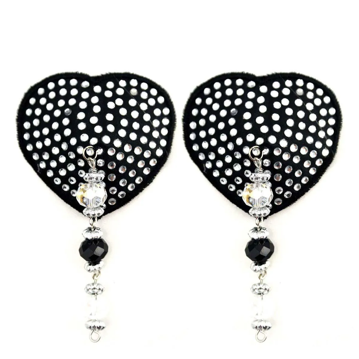 Bijoux de Nip Heart Black Crystal Pasties w- Beads