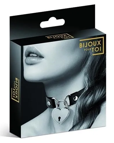 Bijoux Pour Toi Heart Padlock Choker Black