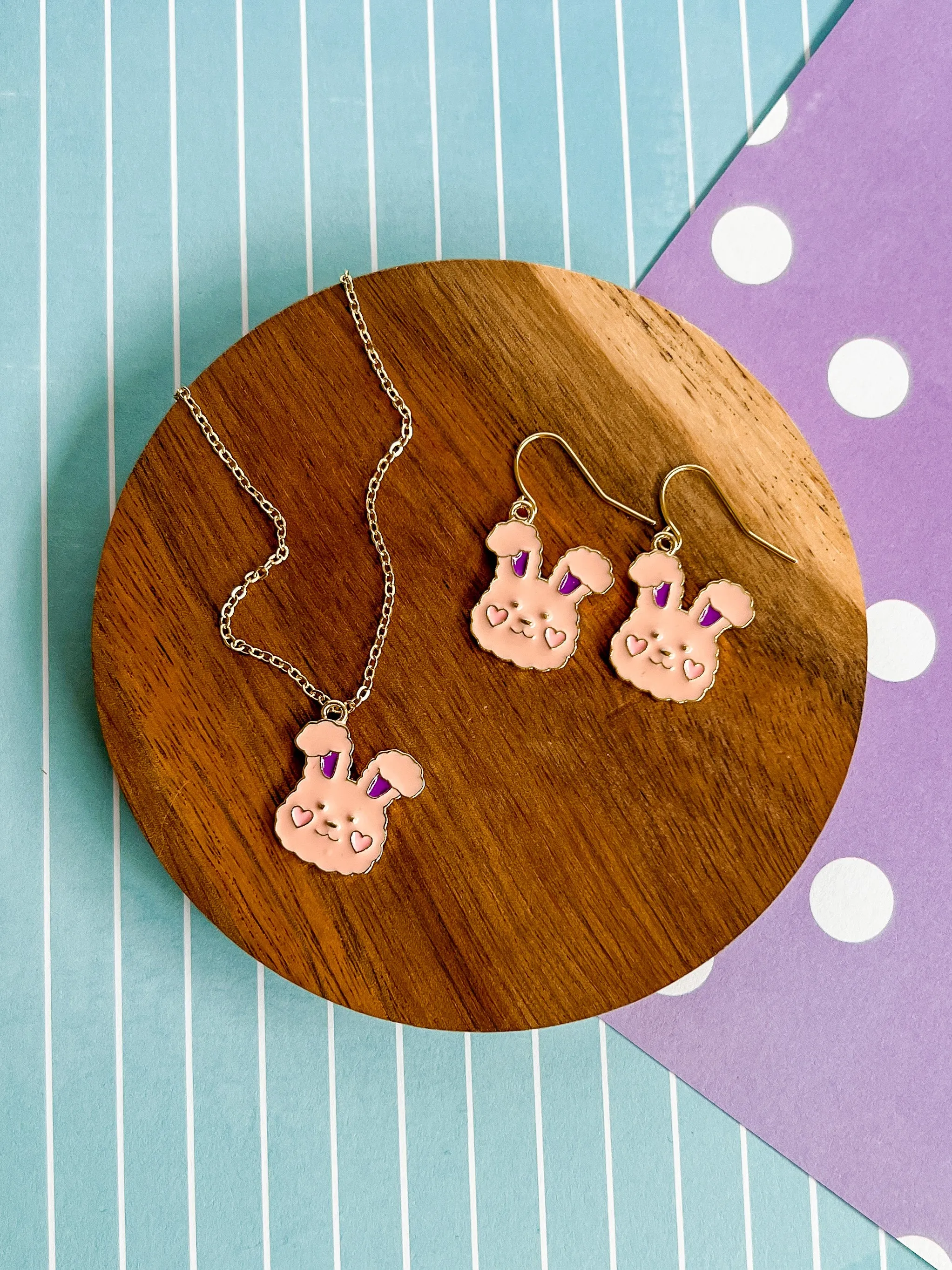 Buns the Bunny Necklace and Earrings