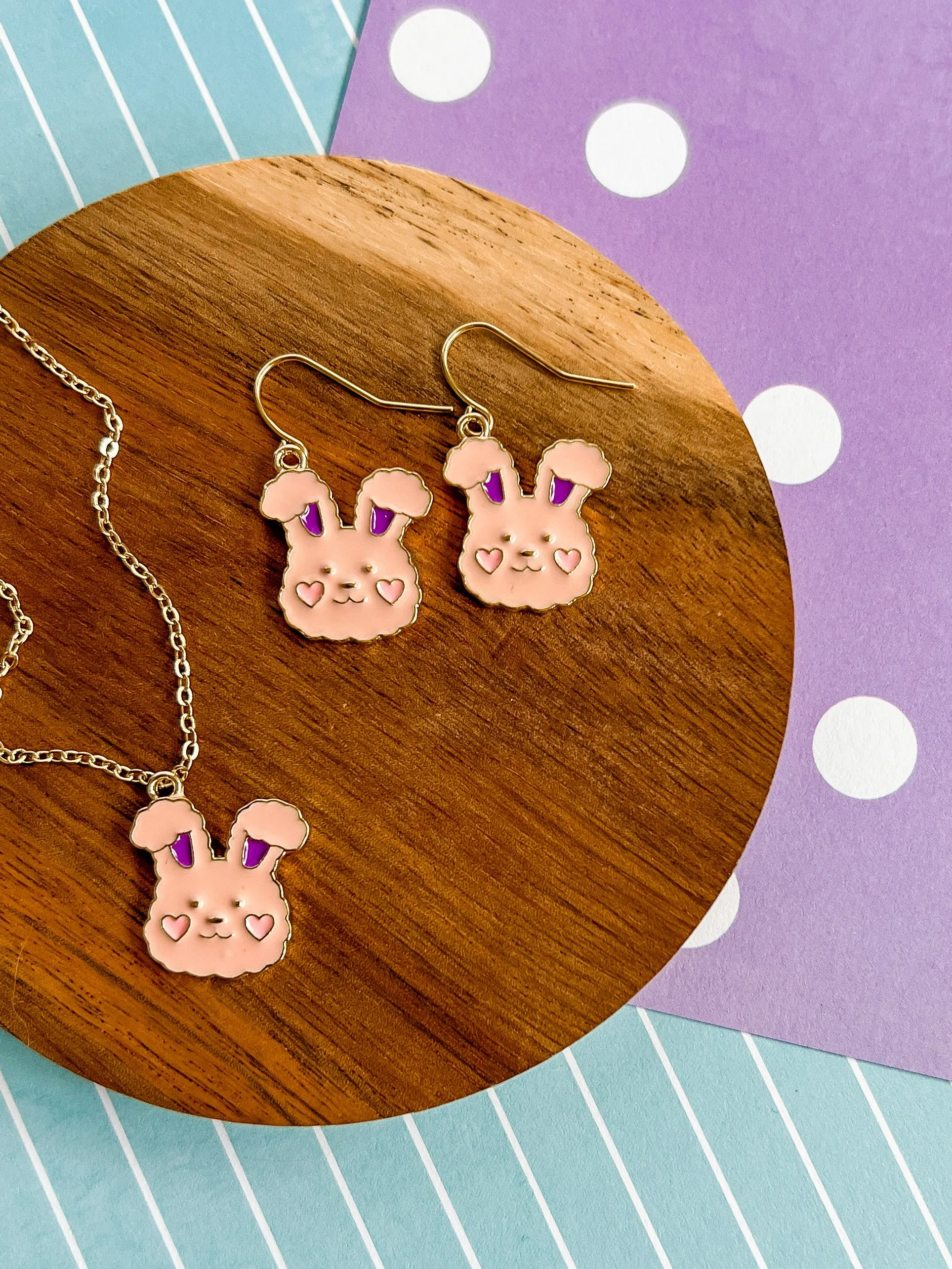 Buns the Bunny Necklace and Earrings