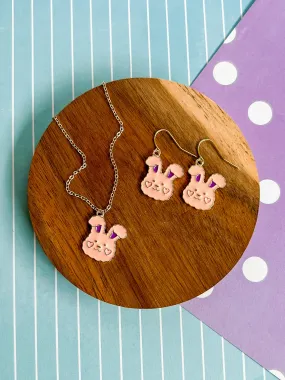 Buns the Bunny Necklace and Earrings