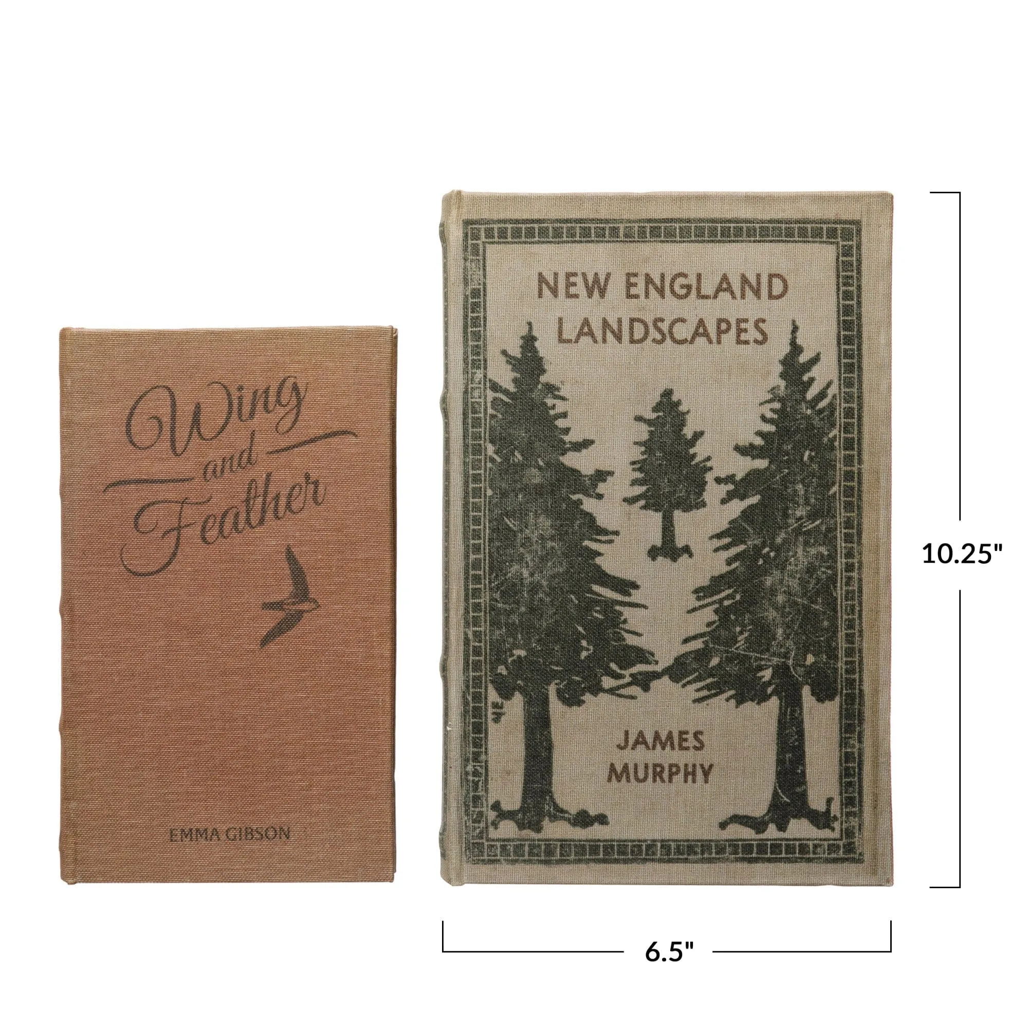 Canvas & MDF Book Storage Boxes (Set of 2) - "New England Landscapes"