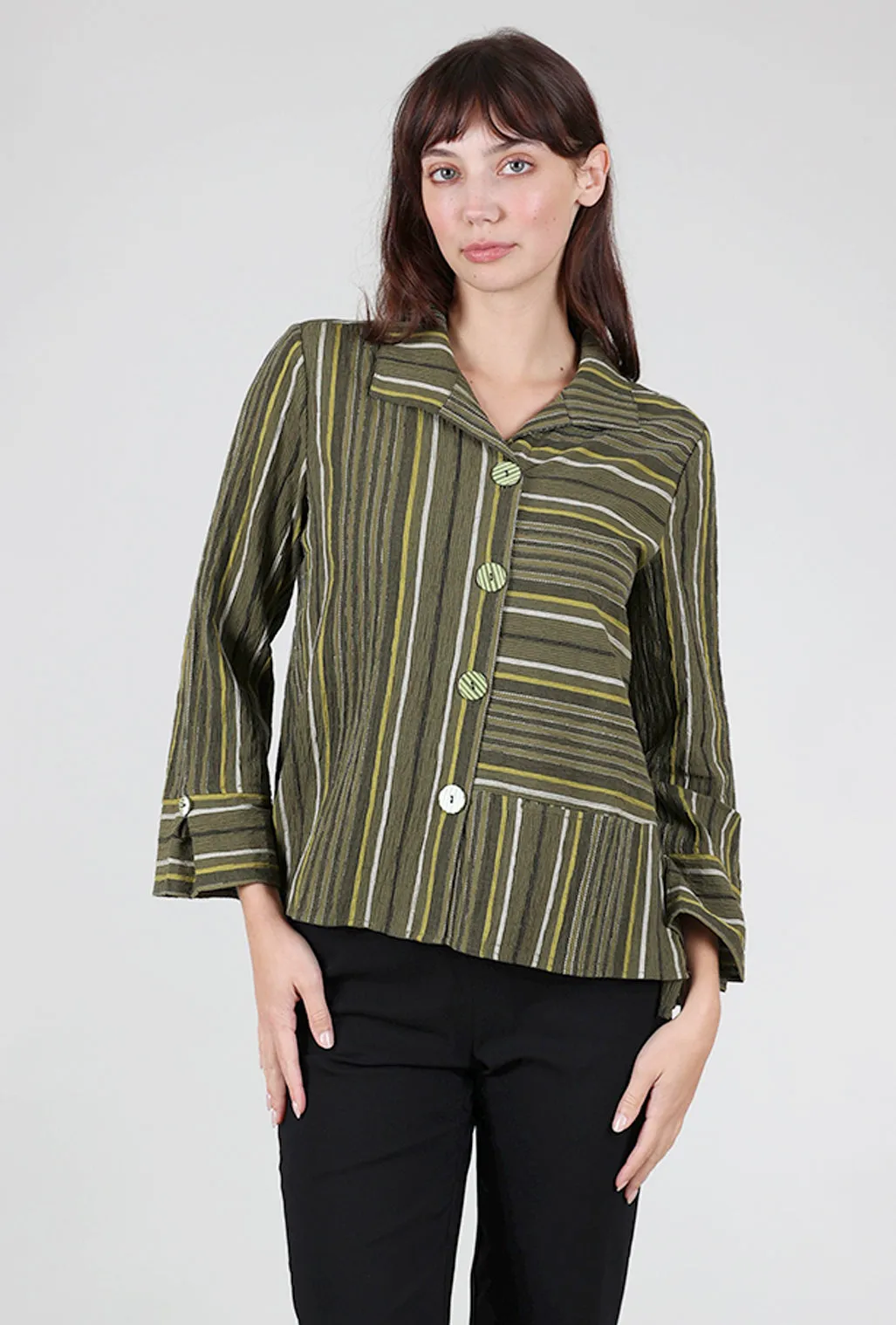 Change Your Stripes Blouse, Olive