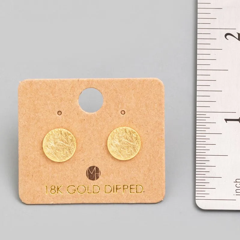 Circle Disc Stud Earrings - Gold