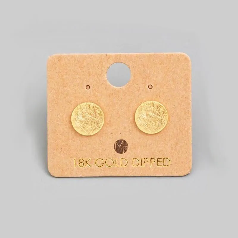 Circle Disc Stud Earrings - Gold