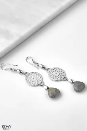 Circle Grey Stone Earring